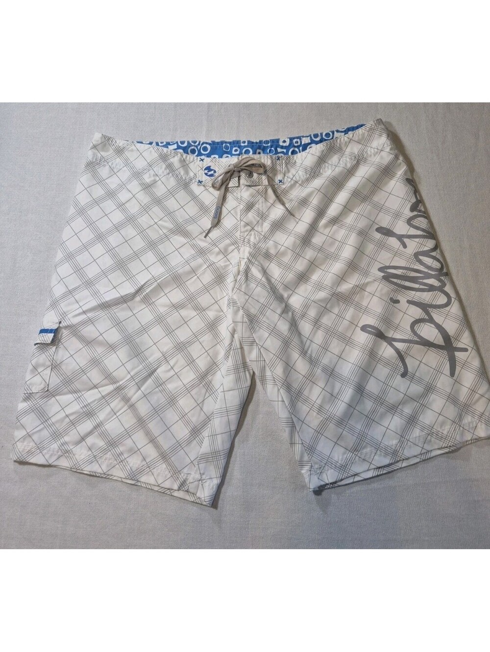 NWOT Billabong Board Shorts Womens Size 11 White Spell Out Lace Up Y2K